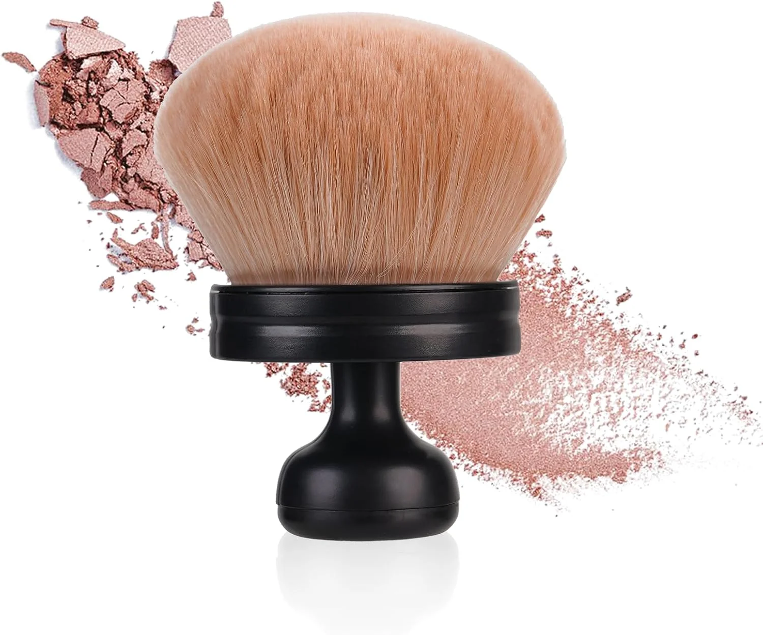 براش پودر برنزه کننده ALULU، براش بزرگ کابوکی آرایشی، براش رژگونه سر پهن برای فونداسیون بی نقص صورت و بدن (مشکی)