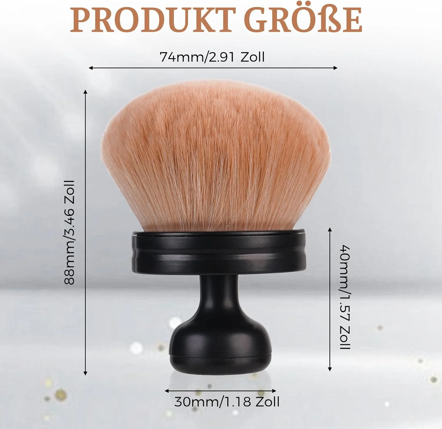 براش پودر برنزه کننده ALULU، براش بزرگ کابوکی آرایشی، براش رژگونه سر پهن برای فونداسیون بی نقص صورت و بدن (مشکی)