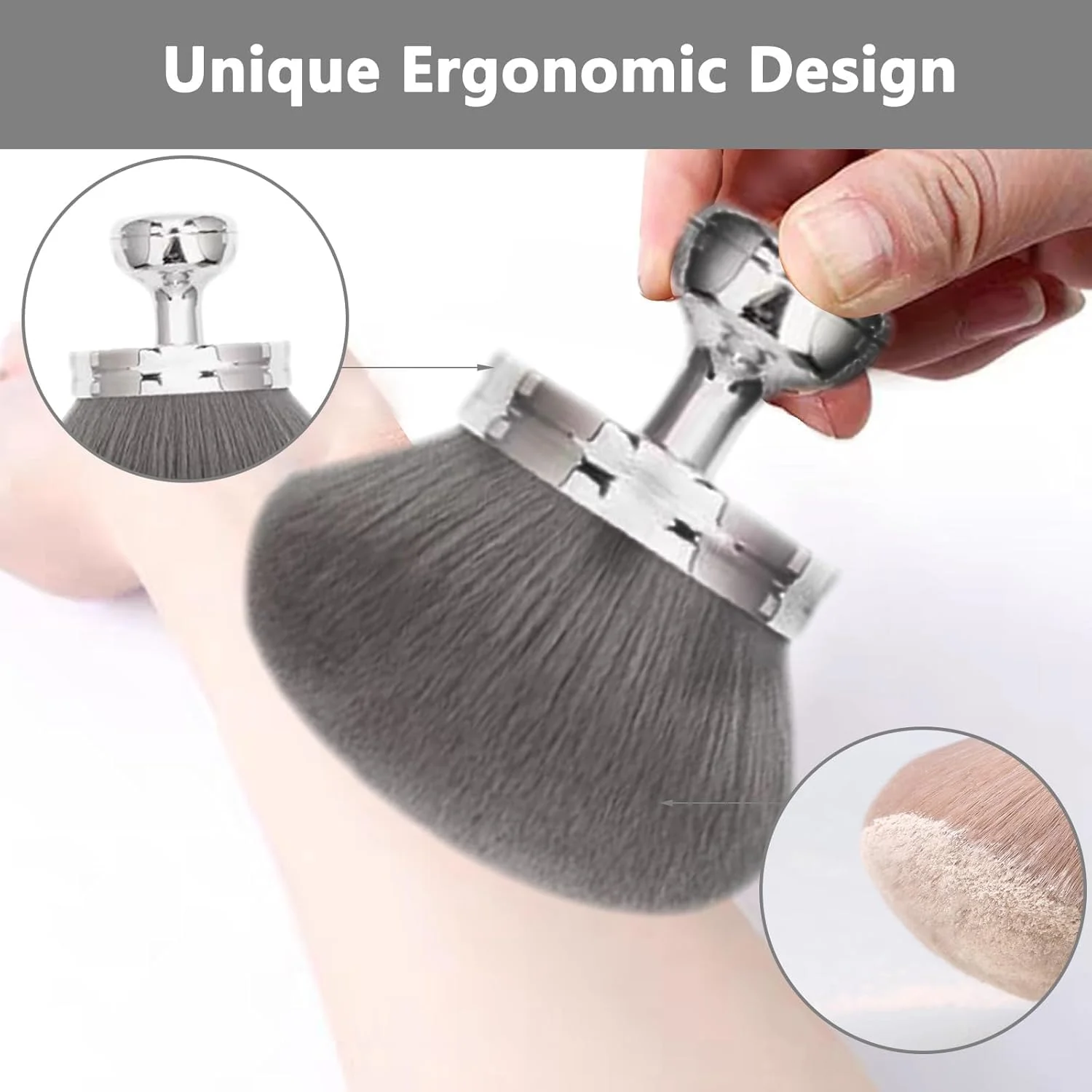 برس آرایشی بزرگ یووج® برای بدن، مناسب برای استفاده از محصولات برنزه کننده، با سر پهن 74 میلی متری برای ترکیب کردن محصولات برنزه کننده، برس بیضی شکل برای آرایش صورت و پا (نقره ای) برس آرایشی بزرگ یووج® برای بدن، مناسب برای استفاده از محصولات برنزه کننده، با سر پهن 74 میلی متری برای ترکیب کردن محصولات برنزه کننده، برس بیضی شکل برای آرایش صورت و پا (نقره ای)