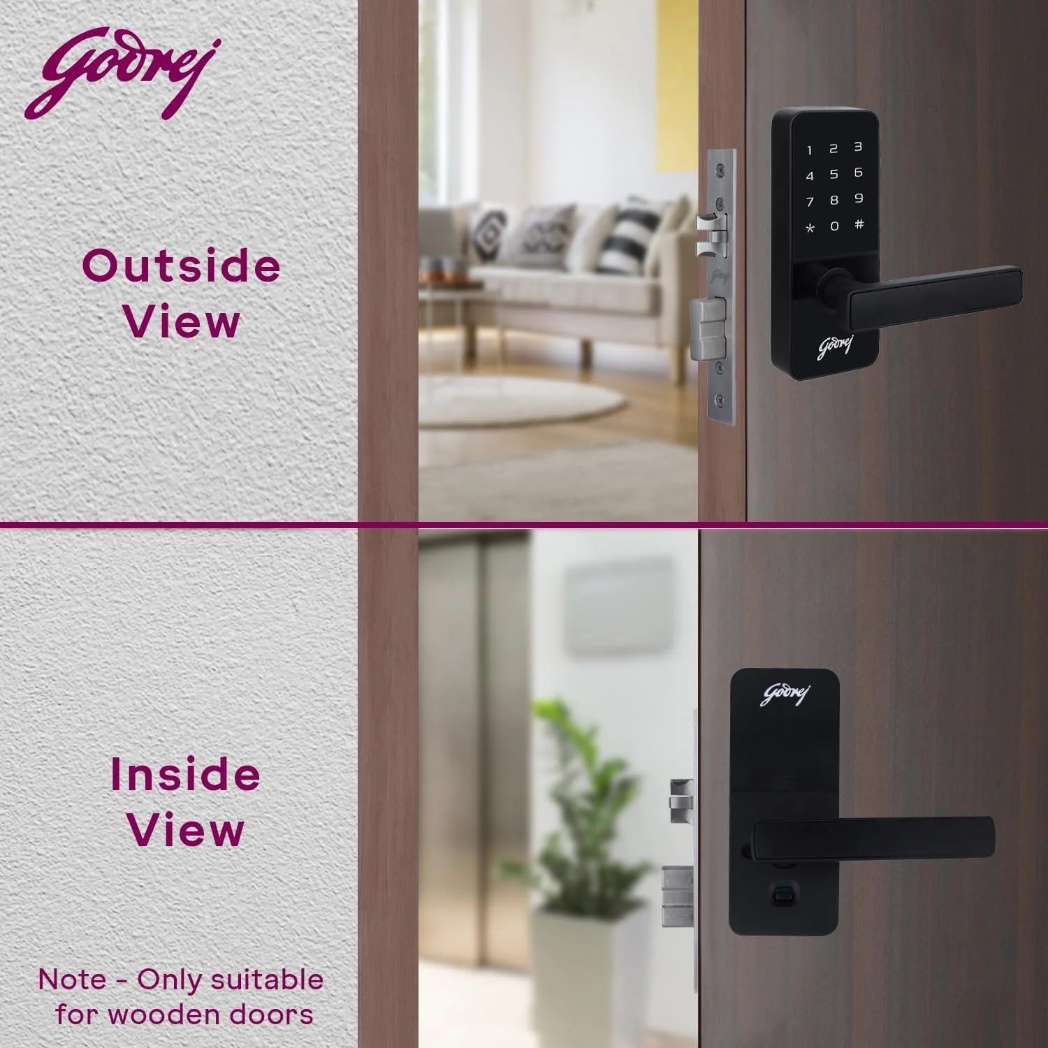 قفل دیجیتال درب گودرج مدل Catus Touch (رمز عبور + کلید مکانیکی)