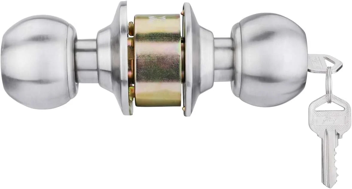 قفل سیلندری گودرج مدل Locking Solutions and Systems | سری کلاسیک | کلیدی | پشتی 6 سانتی متر (60 میلی متر) | روکش استیل ضد زنگ | برای درب های چوبی داخلی | بازشو چپ/راست و داخل/خارج