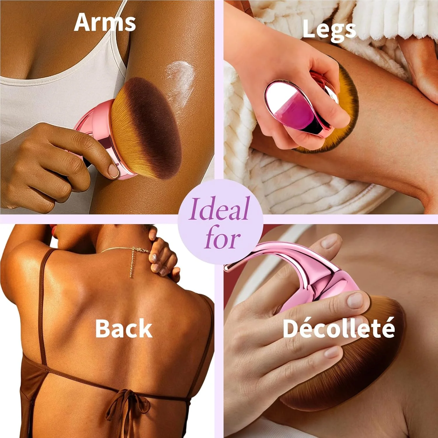 براش آرایشی بزرگ بدنه بلند Blend & Blur برای برنزه کننده خودکار، براش کابوکی سر پهن 13 سانتی متری، براش آرایشی پا و برنزر، اپلیکاتور برنزه کننده خودکار، پایانی زیبا و بدون زحمت را ارائه می دهد، اپلیکاتور ترکیبی - رزگلد