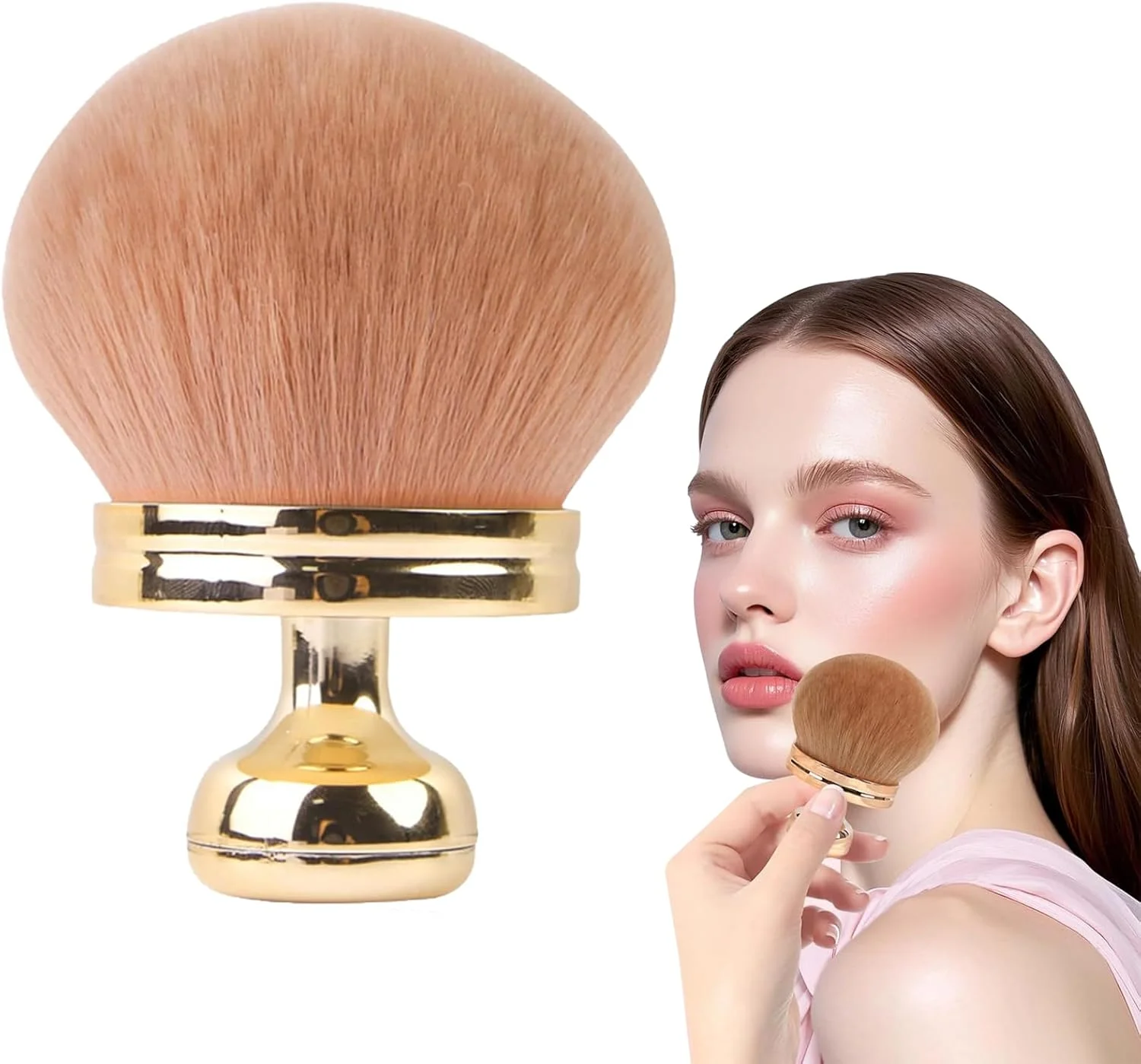 براش بزرگ برنزه کننده Xiciki، براش رژگونه بیضی طلایی، براش بدن برای استفاده از کرم های برنزه کننده، مناسب برای پاها، بازوها، صورت و بدن، براش آرایشی بزرگ، پوشش یکنواخت و استفاده حرفه ای