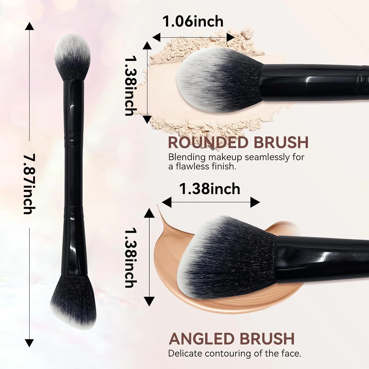 براش کرم پودر دو طرفه گیاهی YJUFoar - براش آرایشی زاویه دار و گرد حرفه ای هایلایتر و کانسیلر مصنوعی برای ترکیب بی نقص و استفاده از رژگونه و پودر براش کرم پودر دو طرفه گیاهی YJUFoar - براش آرایشی زاویه دار و گرد حرفه ای هایلایتر و کانسیلر مصنوعی برای ترکیب بی نقص و استفاده از رژگونه و پودر