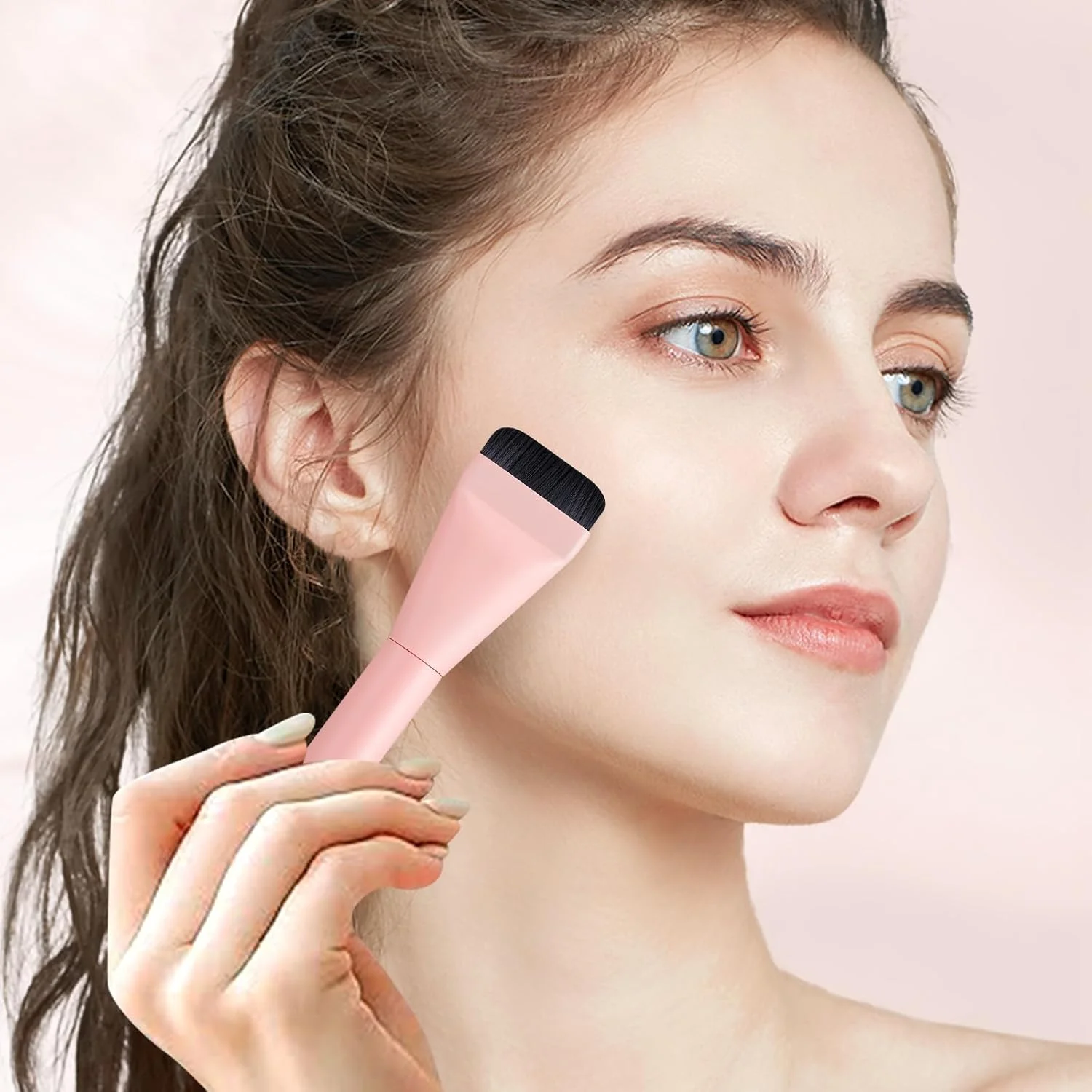 XMOSNZ ست 2 عددی کاردک صورت، براش کرم پودر تخت فوق العاده نازک، براش آرایشی صورت کرهای با کیفیت عالی برای ترکیب کرم، براش کرم پودر نازک ابزار آرایشی براش تخت کرم پودر صورت XMOSNZ ست 2 عددی کاردک صورت، براش کرم پودر تخت فوق العاده نازک، براش آرایشی صورت کرهای با کیفیت عالی برای ترکیب کرم، براش کرم پودر نازک ابزار آرایشی براش تخت کرم پودر صورت