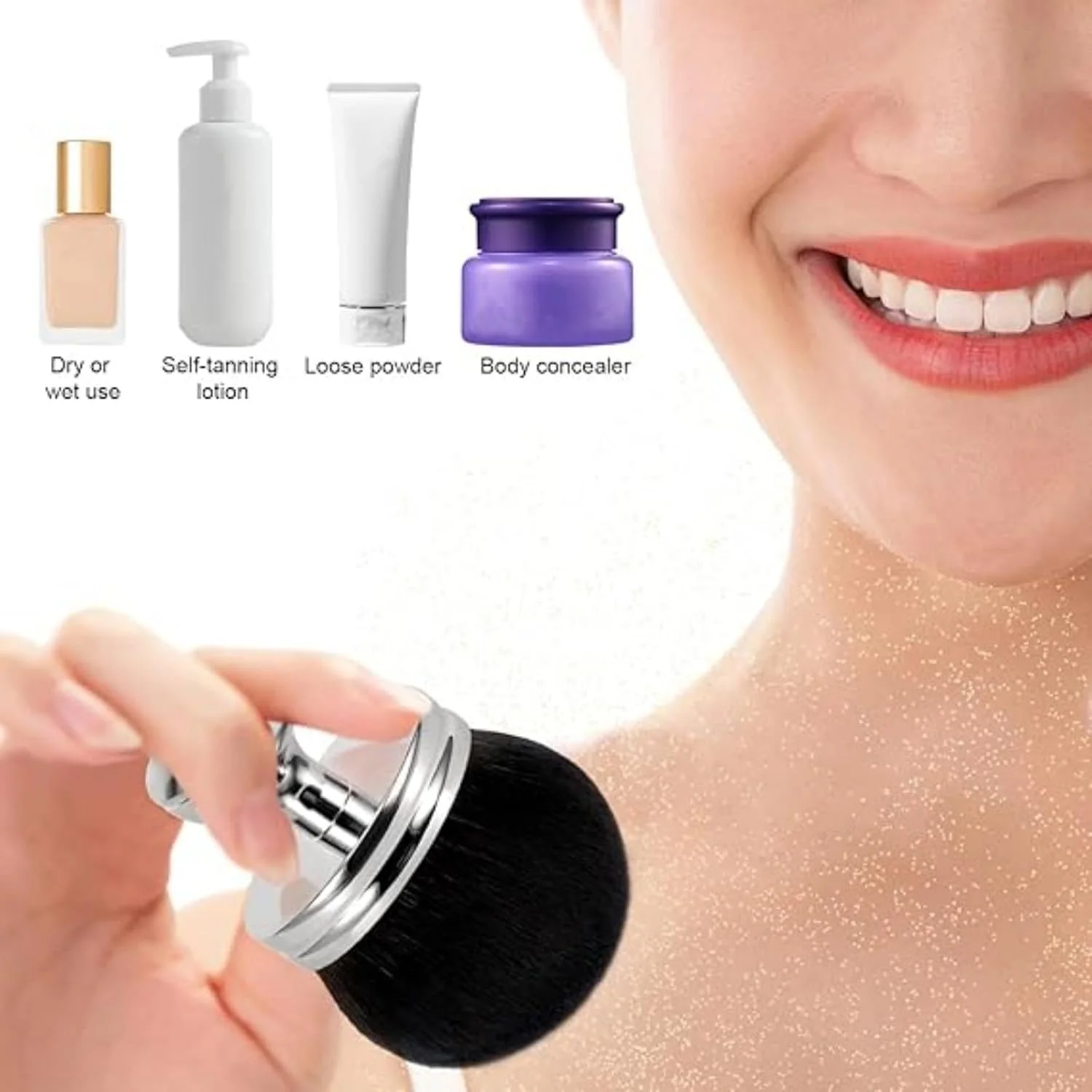 برس بزرگ برنزه کننده یلاجوی - برس پهن برای استفاده از برنزر و کرم ضد آفتاب برای بدن/صورت (نقره ای) برس بزرگ برنزه کننده یلاجوی - برس پهن برای استفاده از برنزر و کرم ضد آفتاب برای بدن/صورت (نقره ای)