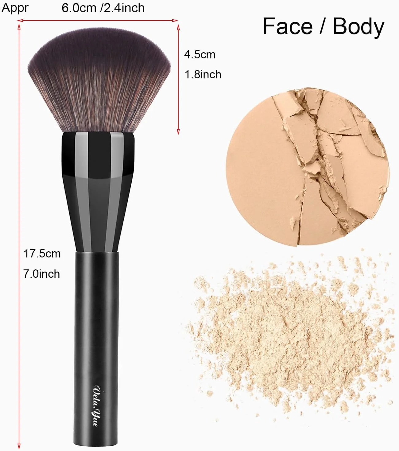 Vela.Yue براش آرایشی پودری فوق العاده بزرگ برای صورت، رژگونه، برنزر، کرم پودر معدنی، ابزار آرایشی Vela.Yue براش آرایشی پودری فوق العاده بزرگ برای صورت، رژگونه، برنزر، کرم پودر معدنی، ابزار آرایشی