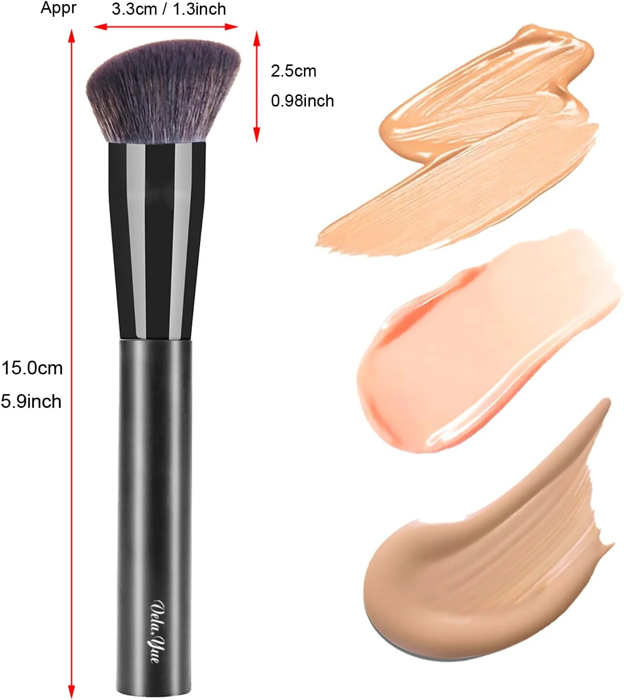 برس آرایشی کرم پودر مایع Vela.Yue با سر گرد و مورب برای پخش و ترکیب کرم های غلیظ و مایع