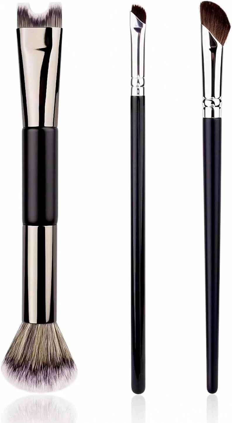 ست 3 عددی براش کانتور بینی TORMEN، ابزار آرایشی زاویه دار U شکل برای ایجاد خطوط دقیق، ترکیب و هایلایت بینی برای بانوان ست 3 عددی براش کانتور بینی TORMEN، ابزار آرایشی زاویه دار U شکل برای ایجاد خطوط دقیق، ترکیب و هایلایت بینی برای بانوان