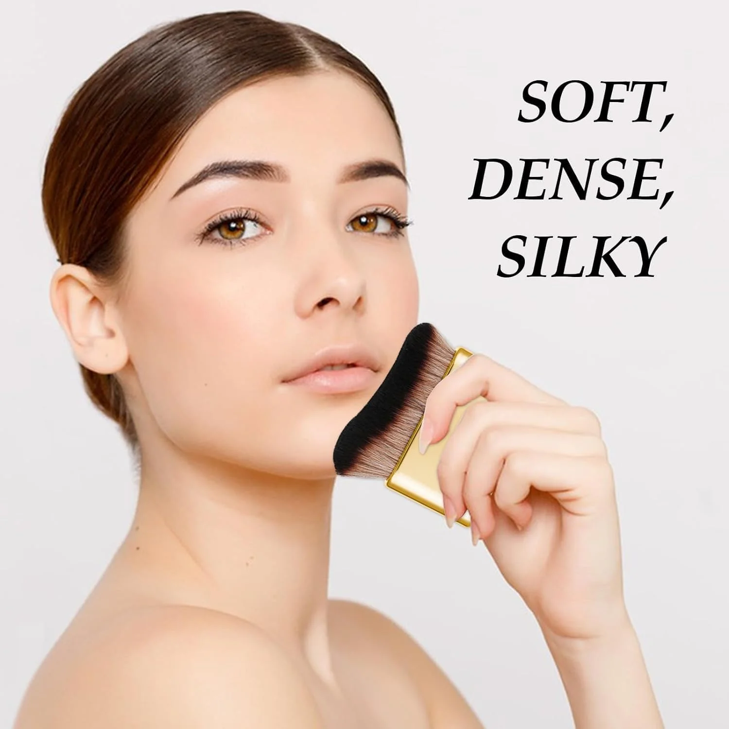 برس برنزه کننده Tufexigo - برس اپلیکاتور برنزه کننده - برس کابوکی برای بدن، برس آرایشی رزگلد برای کرم پودر، برس ضد آفتاب برای بهترین برنزه کننده صورت و بدن