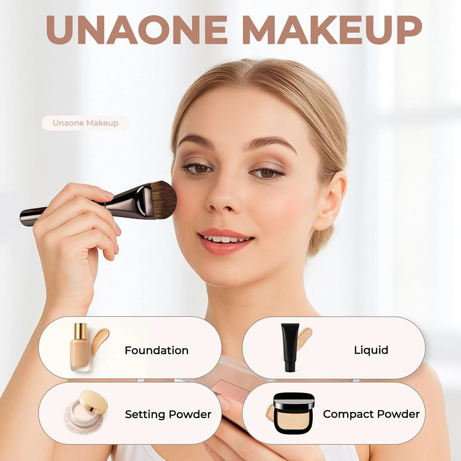 براش کرم پودر Unaone - براش کانسیلر کابوکی حرفه ای، براش آرایشی ممتاز برای مایع، کرم، ترکیب و پودر براش کرم پودر Unaone - براش کانسیلر کابوکی حرفه ای، براش آرایشی ممتاز برای مایع، کرم، ترکیب و پودر