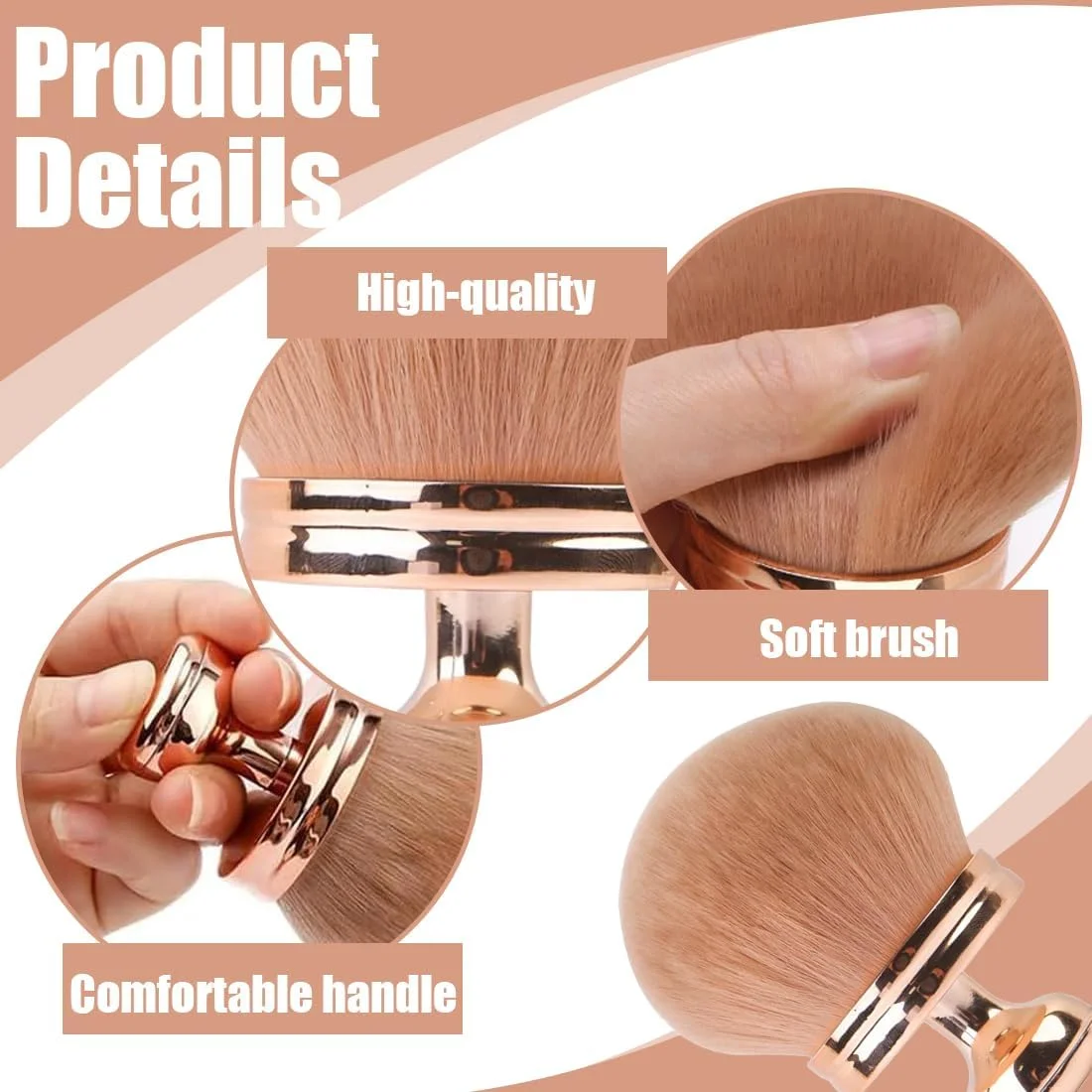 براش آرایشی بزرگ تومدکس، براش برنزه کننده، اپلیکاتور کرم پشت، آرایش بدن، کانسیلر بدن