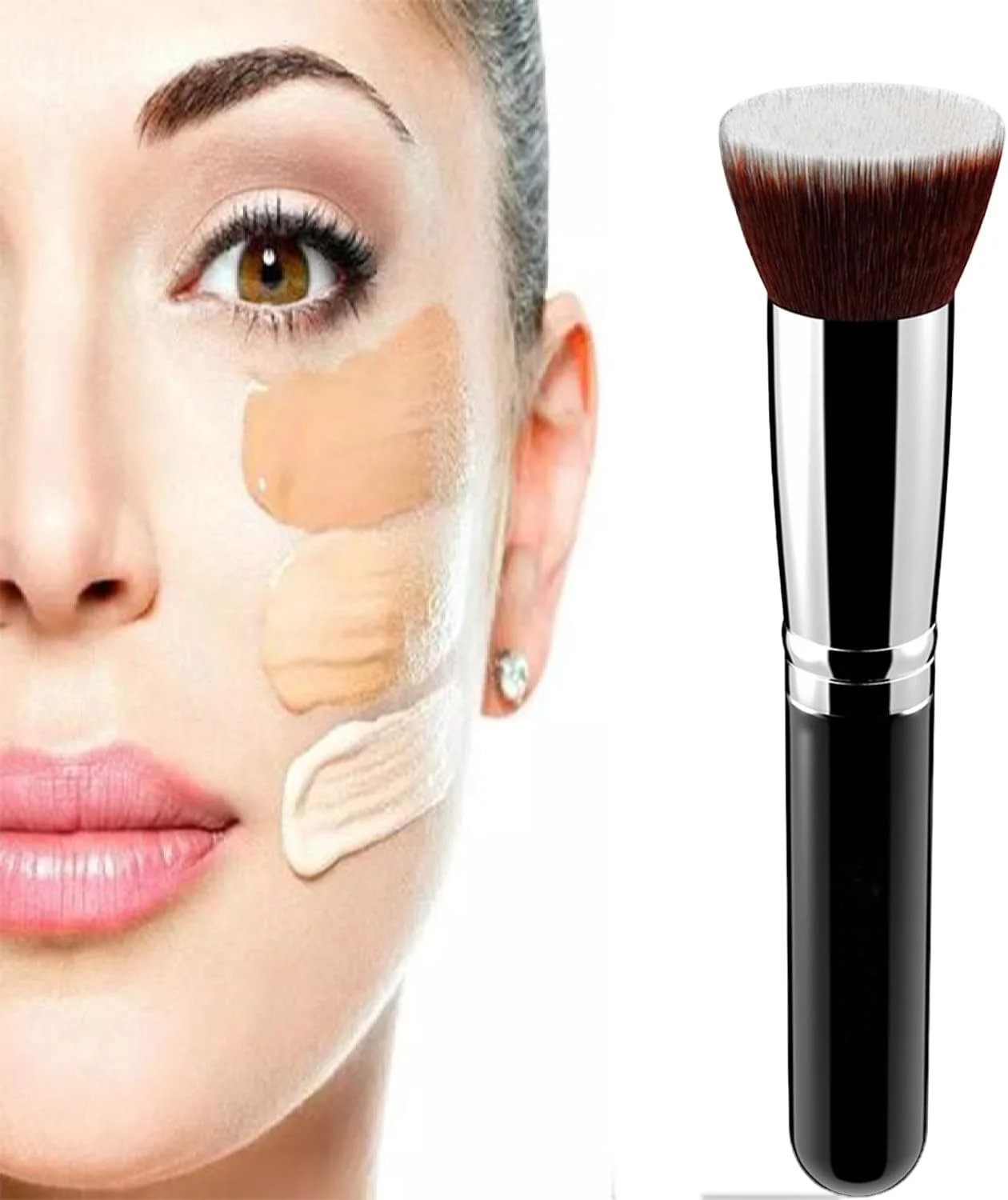 ست براش فاندیشن Tecerrity - ست براش آرایشی 4 عددی برای کرم مایع، کرم پودر، پودر، سر تخت ست براش فاندیشن Tecerrity - ست براش آرایشی 4 عددی برای کرم مایع، کرم پودر، پودر، سر تخت