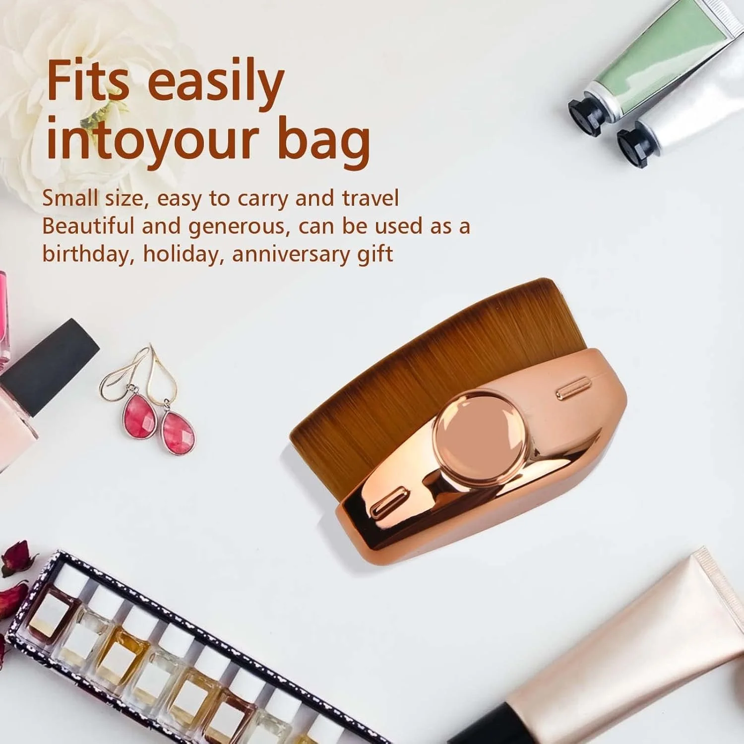 براش کرم پودر تزویق، براش کابوکی سر صاف برای صورت، رژگونه، کرم پودر مایع، براش کابوکی برای ترکیب کرم مایع، کرم یا لوازم آرایشی پودری بی عیب و نقص، هدیه برای زنان