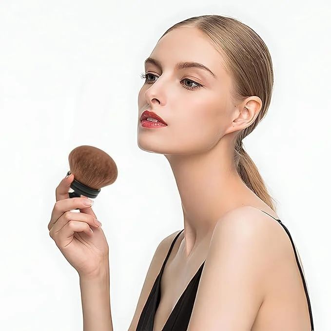 برس آرایشی بدن تزویق، 2 عدد، بسیار بزرگ، برس بیضی برای برنزه کردن، برس چند منظوره با سر پهن 74 میلی متری، برس های آرایشی نرم و کرکی برای استفاده از محصولات برنزه کننده بدن و پا (رزگلد و مشکی)