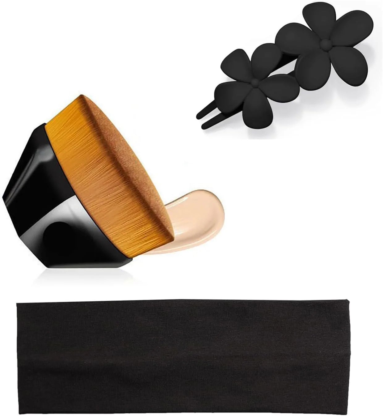 ست برس آرایشی Tecerrity Foundation، شامل برس رژگونه، کرم پودر مایع و پودر فیکس، مناسب برای ترکیب مواد آرایشی مایع و کرمی، به همراه گیره مو و هدبند، بسته 3 عددی ست برس آرایشی Tecerrity Foundation، شامل برس رژگونه، کرم پودر مایع و پودر فیکس، مناسب برای ترکیب مواد آرایشی مایع و کرمی، به همراه گیره مو و هدبند، بسته 3 عددی