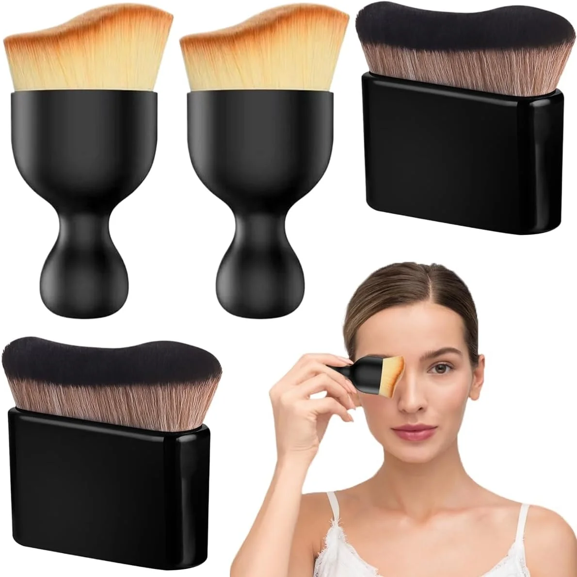 ست 4 عددی براش برنزه کننده، براش آرایشی بدن، براش زاویه دار تخت برای کرم پودر، رژگونه و پخش کردن برنزه کننده مصنوعی برای لوازم آرایشی، ترکیب مایع، پودر و کرم ست 4 عددی براش برنزه کننده، براش آرایشی بدن، براش زاویه دار تخت برای کرم پودر، رژگونه و پخش کردن برنزه کننده مصنوعی برای لوازم آرایشی، ترکیب مایع، پودر و کرم