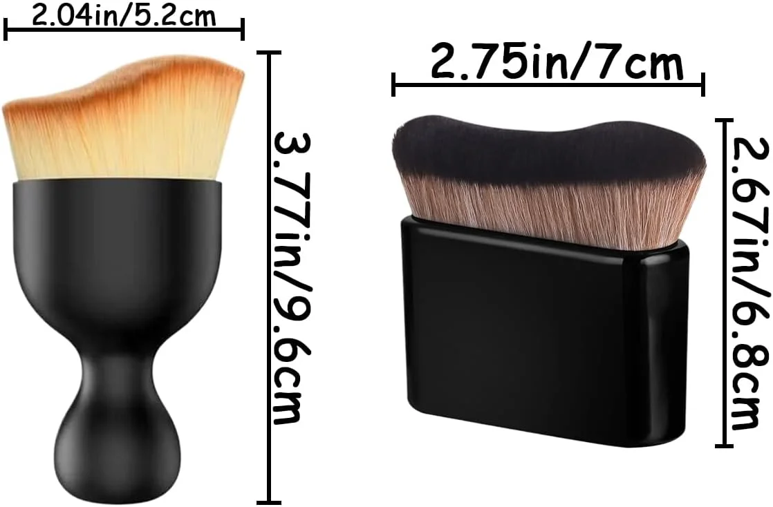 ست 4 عددی براش برنزه کننده، براش آرایشی بدن، براش زاویه دار تخت برای کرم پودر، رژگونه و پخش کردن برنزه کننده مصنوعی برای لوازم آرایشی، ترکیب مایع، پودر و کرم