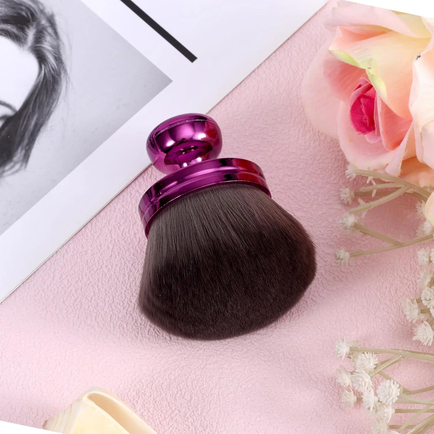 برس بزرگ برنزه کننده خودکار، برس آرایشی بدن با سر پهن، اپلیکاتور بیضی شکل برای پشت، اپلیکاتور ضد آفتاب برای ضد آفتاب، کرم پودر، پشت پا، بازو، صورت و بدن (بنفش)