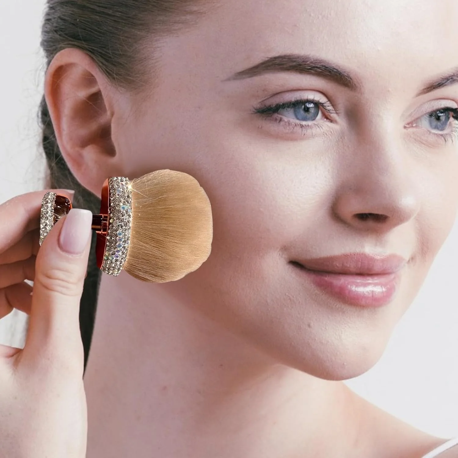 براش برنزه کننده، براش تان - ابزار ترکیب برس بزرگ با موهای نرم برای روتین آرایش حرفه ای و استفاده از ضد آفتاب