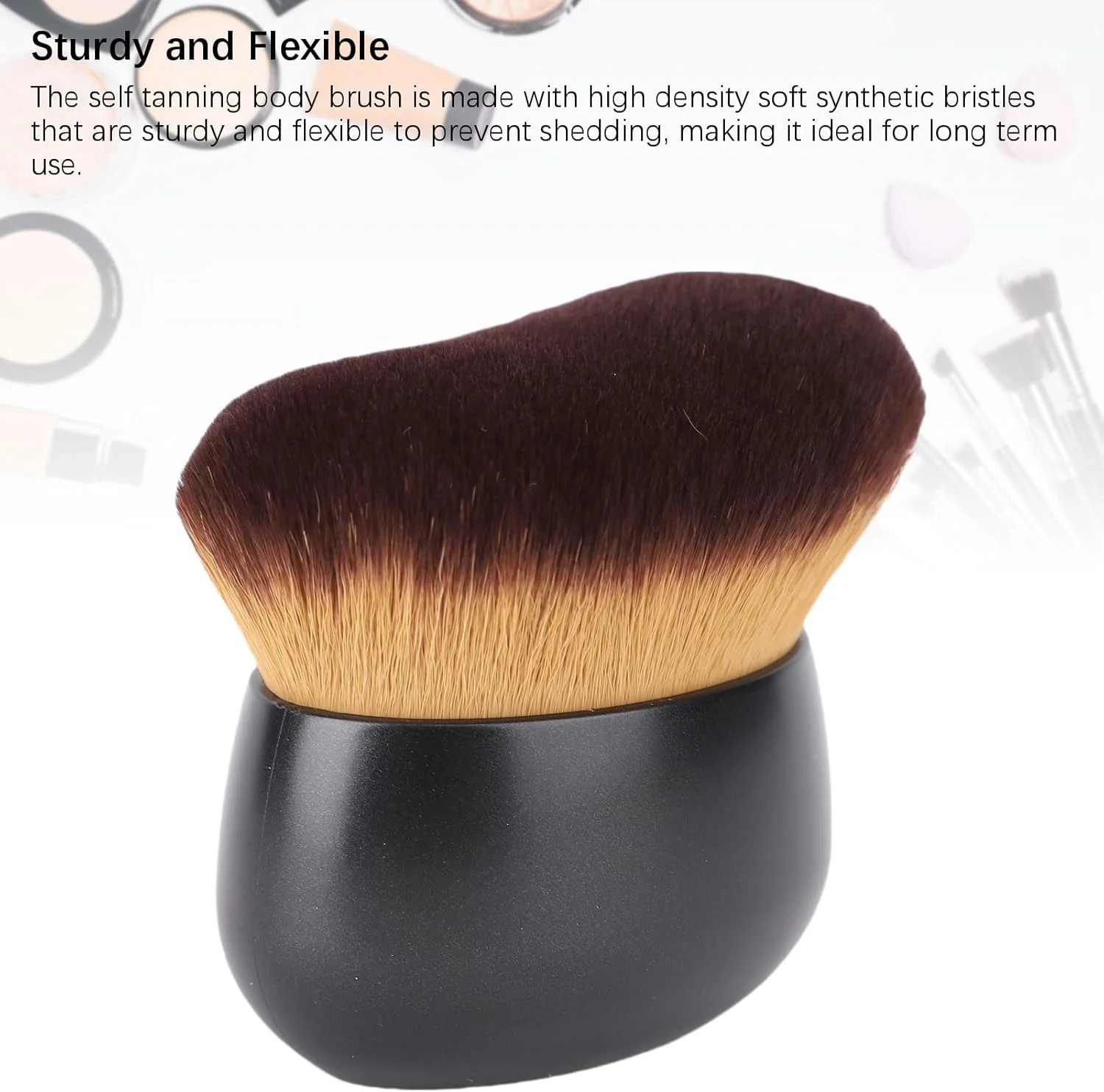 برس برنزه کننده خودکار، برس بزرگ برنزه کننده برای صورت و بدن، برس کابوکی برای برنزه کردن، برس آرایشی فونداسیون برای برنزه کردن خودکار (مشکی)