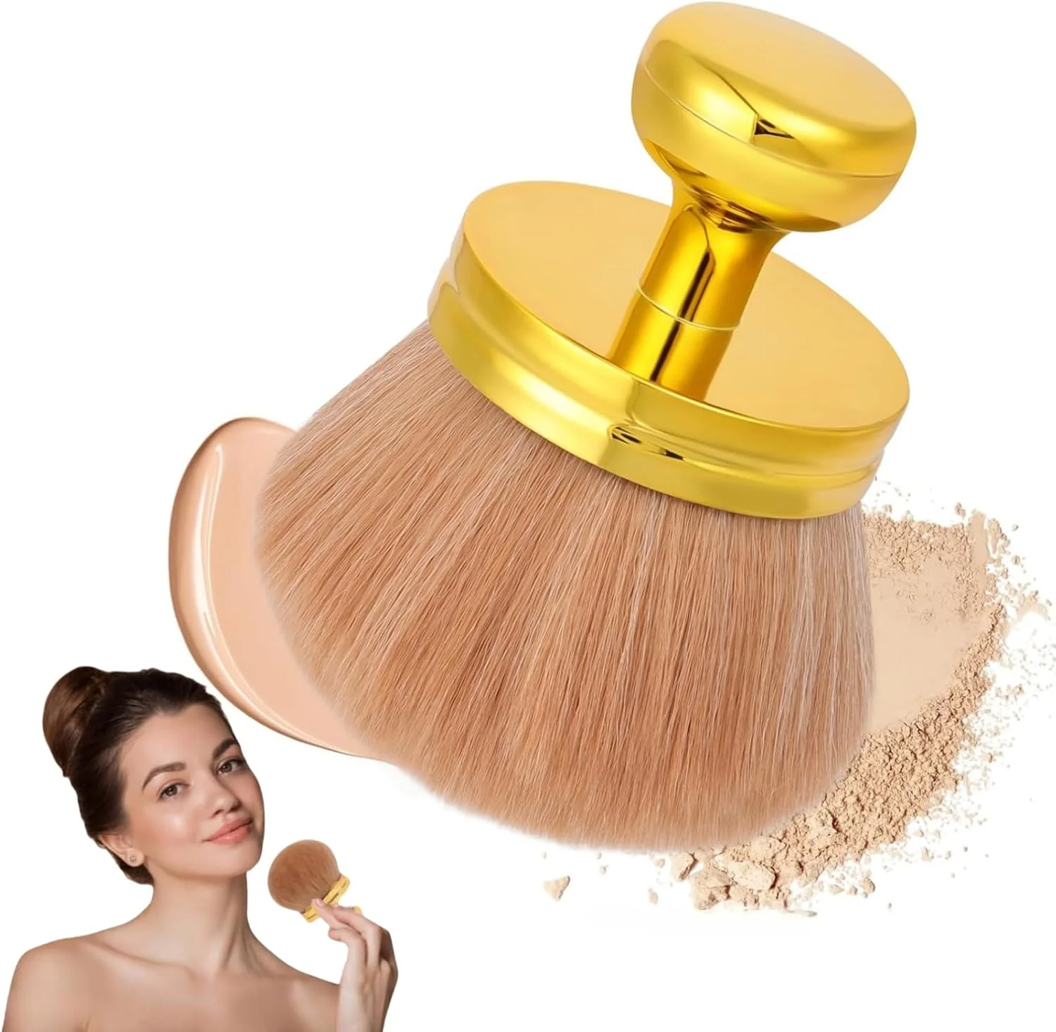 براش آرایشی بدن برای برنزه کننده خودکار، براش برنزه کننده، براش آرایشی بدن، اپلیکاتور پشت برای برنزه کننده خودکار، برای کرم پودر مایع، پودر، کانتور، پولیش، نقطه گذاری و ترکیب (عرض 3 اینچ، طلایی) براش آرایشی بدن برای برنزه کننده خودکار، براش برنزه کننده، براش آرایشی بدن، اپلیکاتور پشت برای برنزه کننده خودکار، برای کرم پودر مایع، پودر، کانتور، پولیش، نقطه گذاری و ترکیب (عرض 3 اینچ، طلایی)