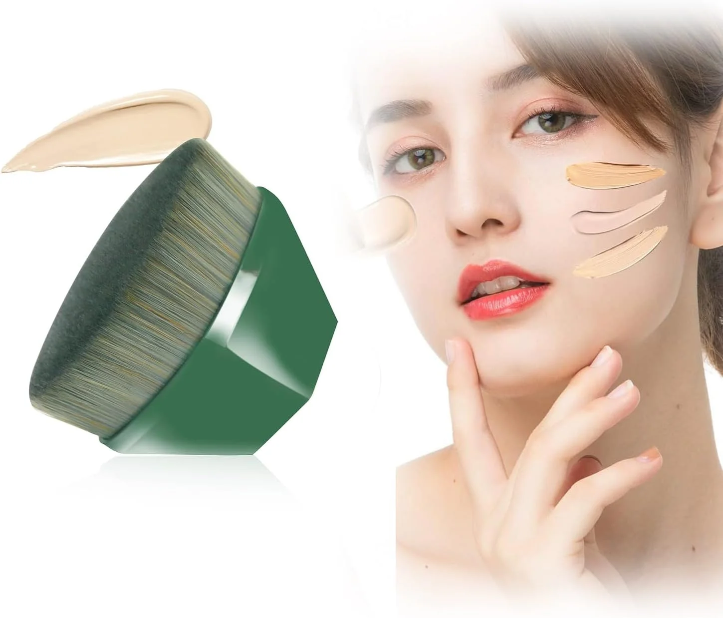 براش کرم پودر SYOSI، براش کابوکی سر تخت، براش رژگونه شش ضلعی برای صورت، مناسب برای ترکیب کرم مایع یا پودر آرایشی بی عیب و نقص به همراه کیف محافظ (سبز) براش کرم پودر SYOSI، براش کابوکی سر تخت، براش رژگونه شش ضلعی برای صورت، مناسب برای ترکیب کرم مایع یا پودر آرایشی بی عیب و نقص به همراه کیف محافظ (سبز)