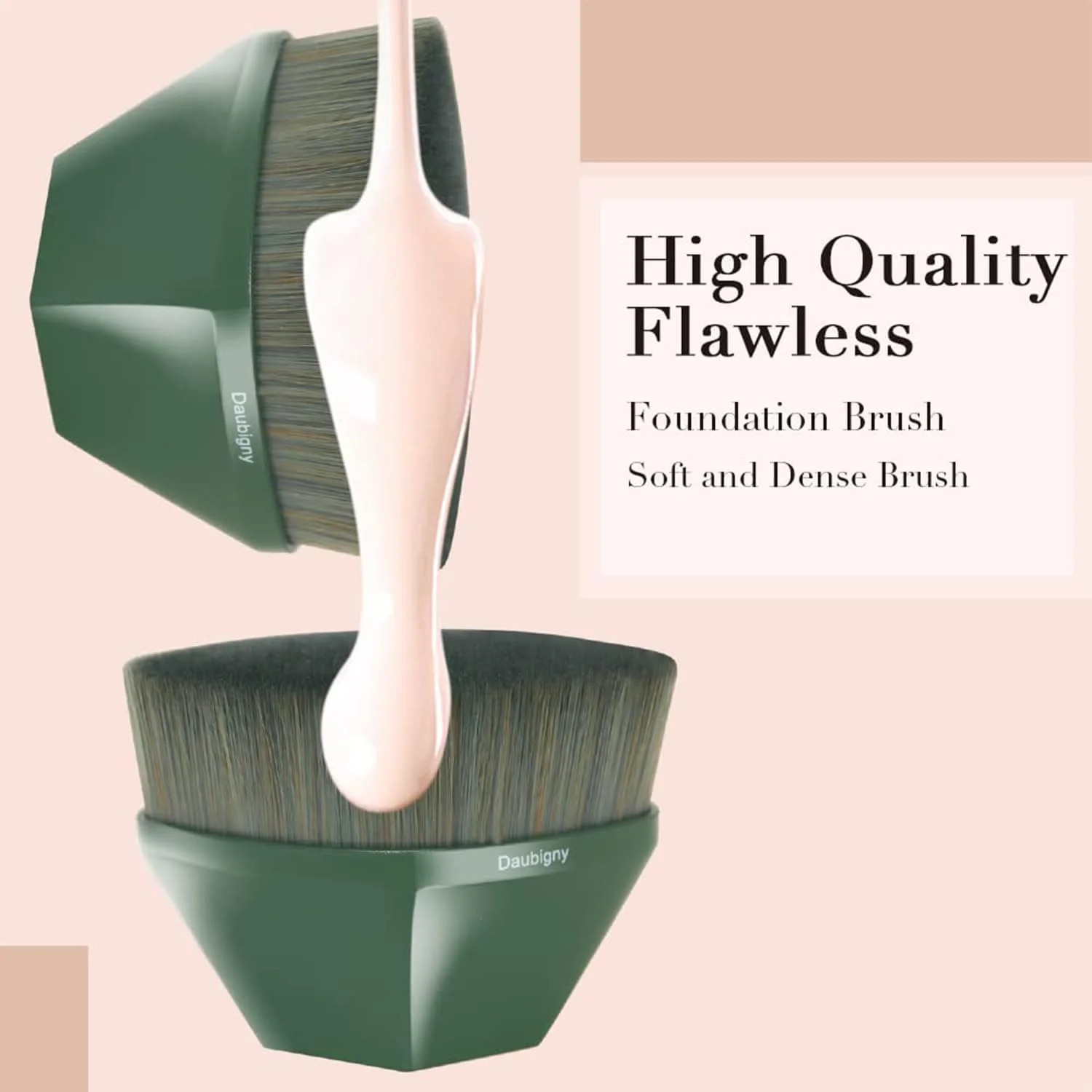 براش کرم پودر SYOSI، براش کابوکی سر تخت، براش رژگونه شش ضلعی برای صورت، مناسب برای ترکیب کرم مایع یا پودر آرایشی بی عیب و نقص به همراه کیف محافظ (سبز)