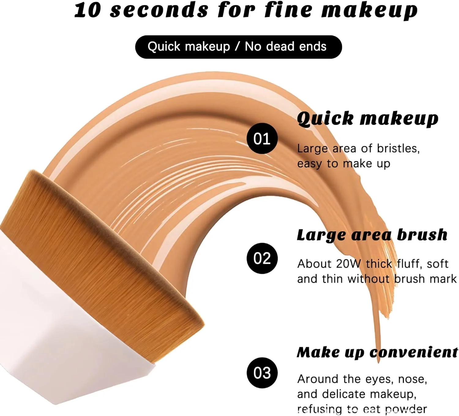 براش کابوکی گیاهی مصنوعی SUTLEJ، براش تخت فونداسیون برای رژگونه، ترکیب و پودر (مشکی، معمولی)