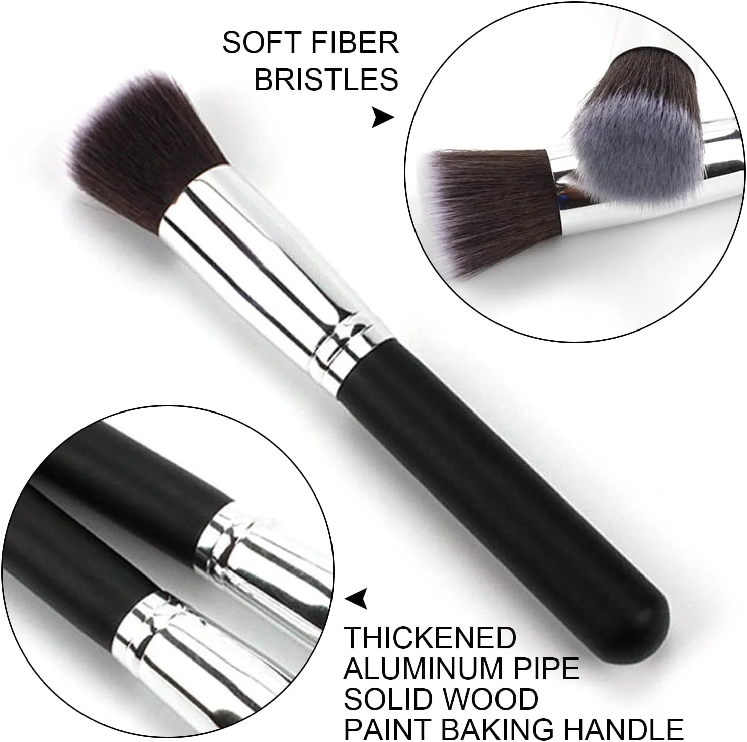 سایوسی، ست ۳ عددی براش آرایشی، براش کرم پودر سر تخت، براش ترکیب کننده لوازم آرایشی، براش آرایش صورت برای پودر یا مایع، لوازم آرایشی