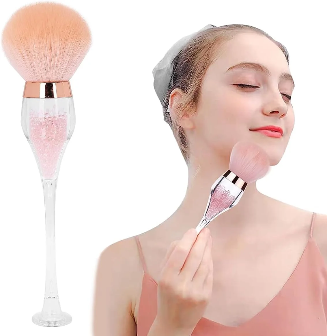 برس پودر بزرگ HANNEA® برای آرایش، برس آرایشی کرکی ایستاده برای استفاده از پودر فشرده یا پودر شل، برس های آرایشی فونداسیون با دسته خمیده خلاقانه برس پودر بزرگ HANNEA® برای آرایش، برس آرایشی کرکی ایستاده برای استفاده از پودر فشرده یا پودر شل، برس های آرایشی فونداسیون با دسته خمیده خلاقانه