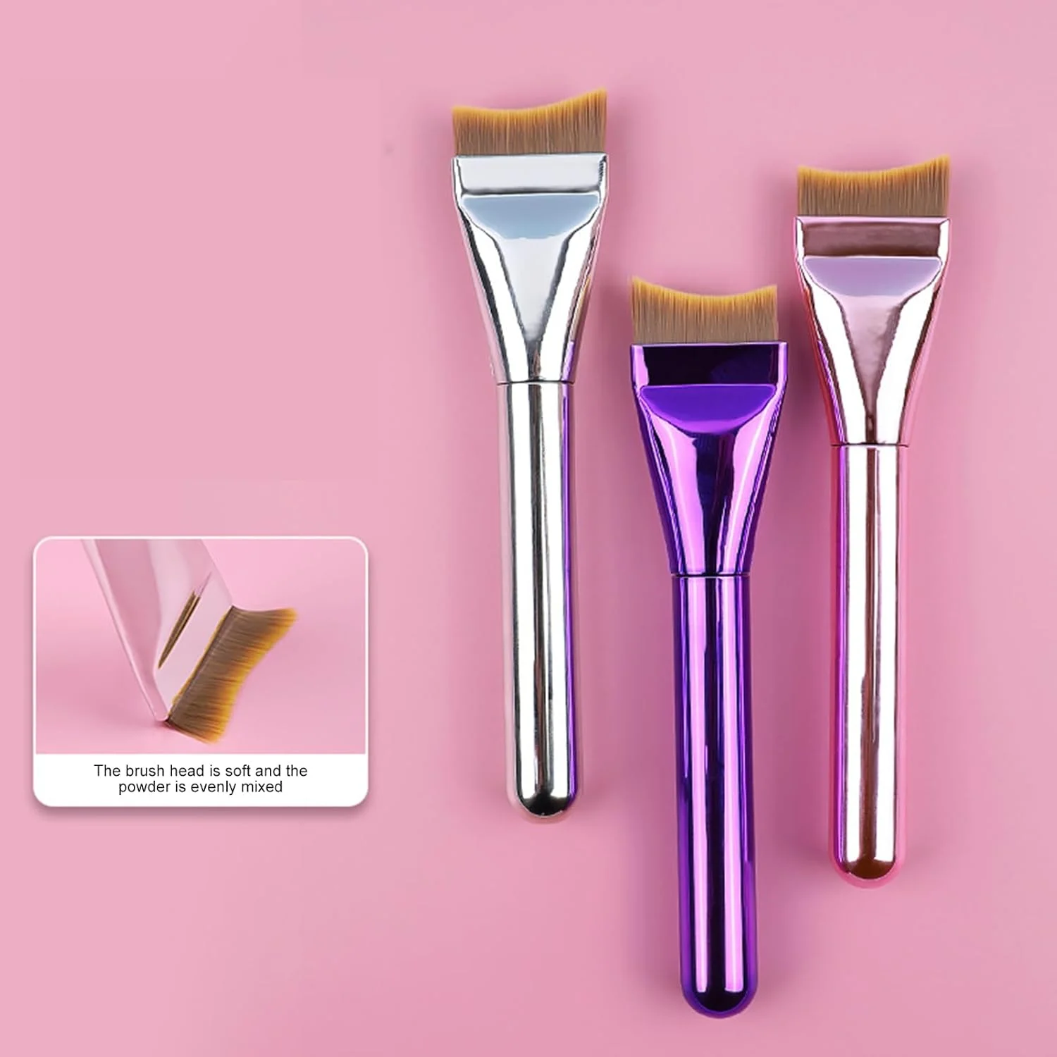 براش کانسیلر زاویه دار برای آرایش مایع صورت، براش فوق العاده نازک برای ترکیب کردن