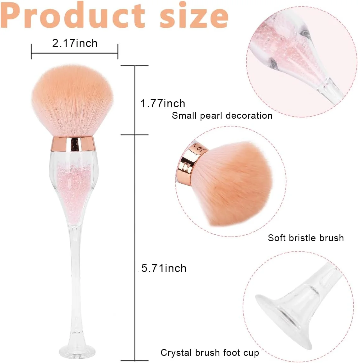 برس پودر بزرگ HANNEA® برای آرایش، برس آرایشی کرکی ایستاده برای استفاده از پودر فشرده یا پودر شل، برس های آرایشی فونداسیون با دسته خمیده خلاقانه