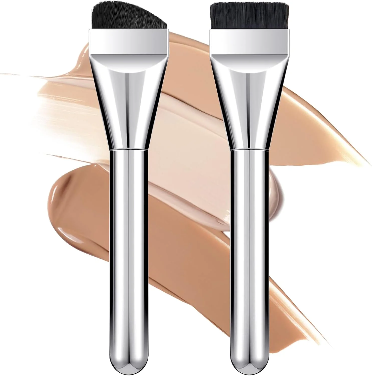 اورولا برس آرایشی دو عددی، برس تخت کرم پودر، برس های آرایشی کره ای برای کرم پودر مایع، برس های ترکیبی موی نرم مشکی نقره ای اورولا برس آرایشی دو عددی، برس تخت کرم پودر، برس های آرایشی کره ای برای کرم پودر مایع، برس های ترکیبی موی نرم مشکی نقره ای