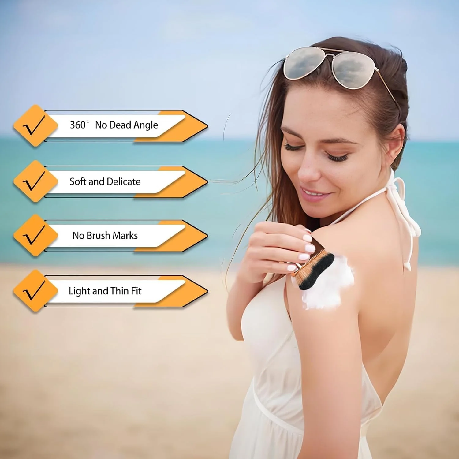 براش کرم پودر موجی SnowFun - پوشش 360 درجه بدون نقص، فوق العاده نرم و نازک برای کرم مایع، بی بی کرم، پودر، هایلایتر، لوسیون بدن - موهای متراکم، بدون رگه، سبک و بادوام