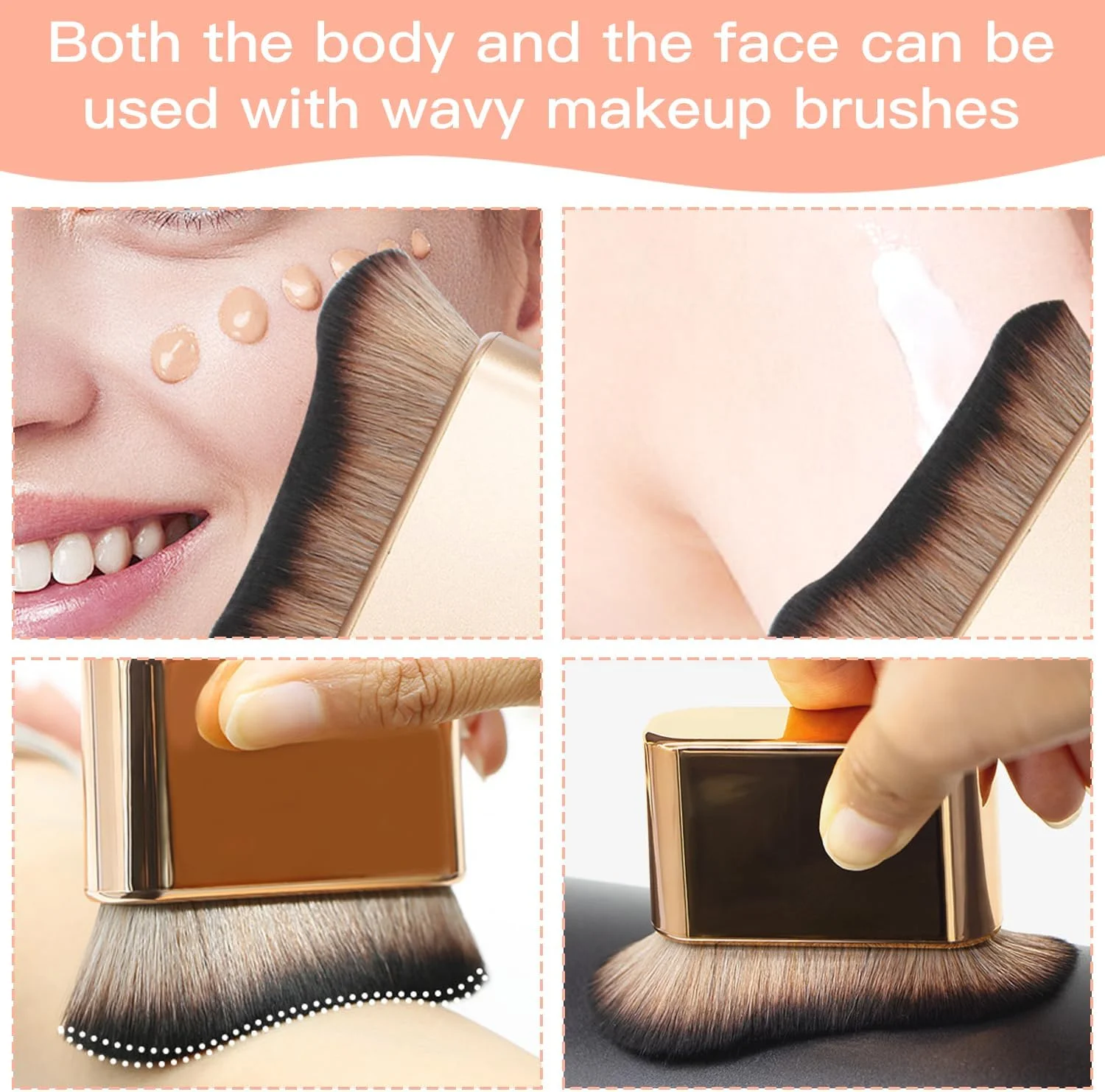 براش برنزه کننده - براش آرایشی کابوکی برای کرم پودر، لوسیون و کرم - براش اپلیکاتور برنزه کننده برای پوشش صاف و یکنواخت روی پاها، بازوها و صورت (2 عدد)