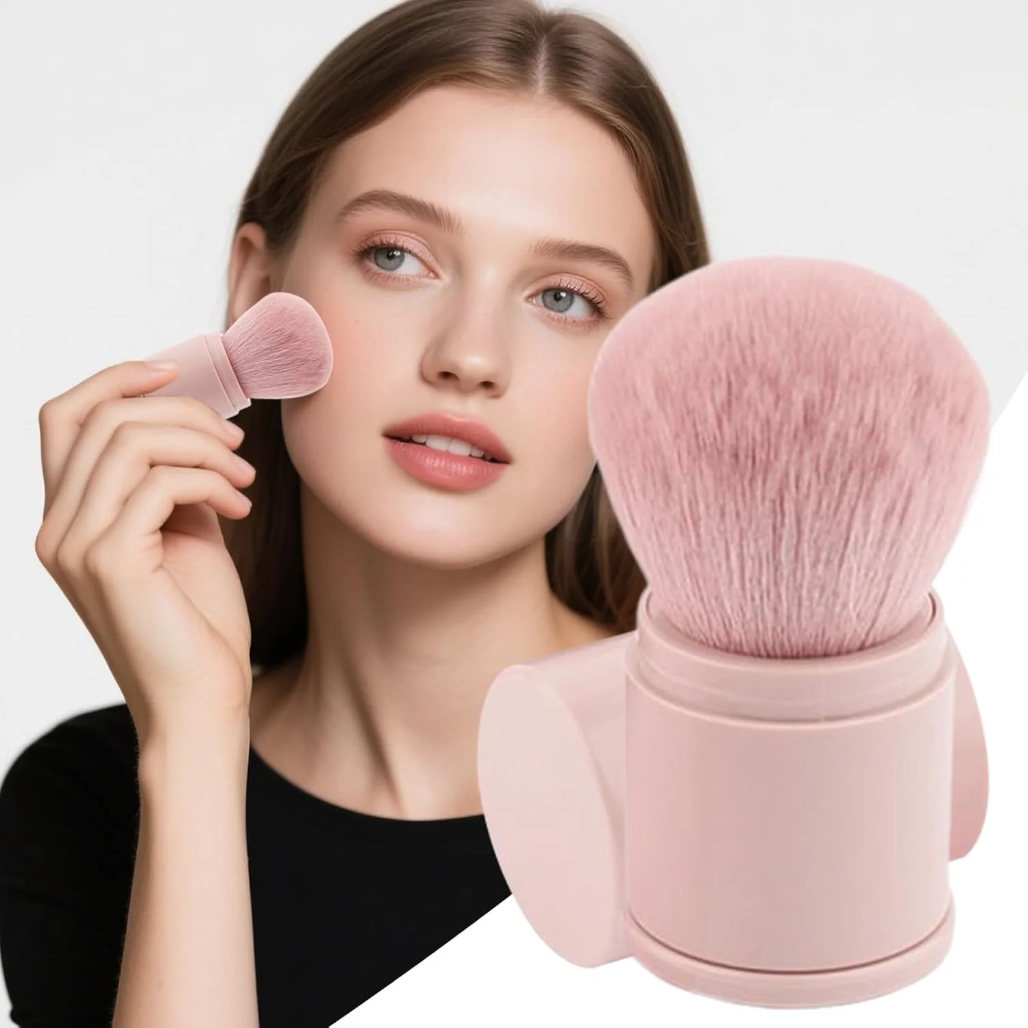 براش پودر فیکس | براش پودر فینیشینگ جمع شونده - ابزار آرایشی چند منظوره و نرم برای زیرسازی آرایش صورت، مناسب برای مهمانی های خانگی بانوان