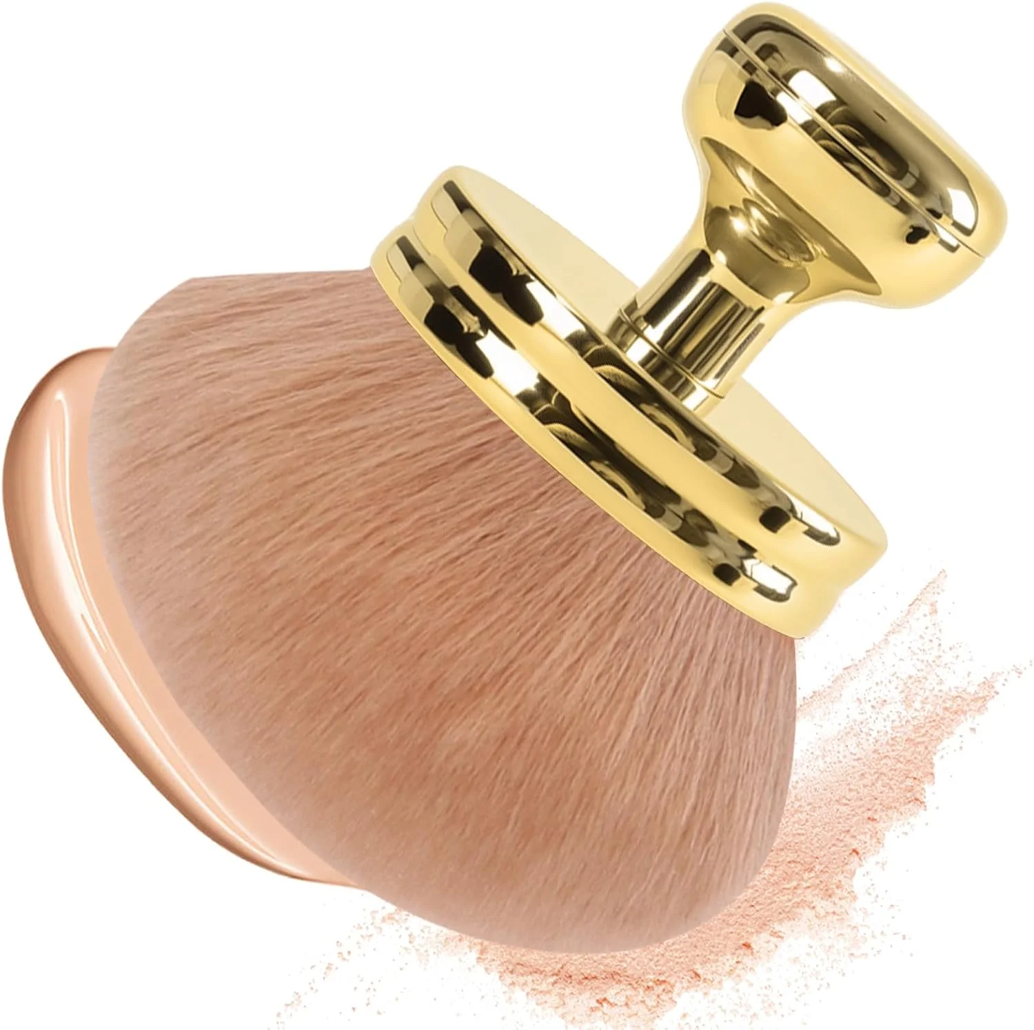 براش برنزه کننده، براش آرایشی بزرگ بدنه، براش کرم پودر پهن 7.4 سانتی متری، اپلیکاتور برنزه کننده پشت، براش آرایشی برای رژگونه، پودر، ضد آفتاب، برنزه کننده (طلایی)
