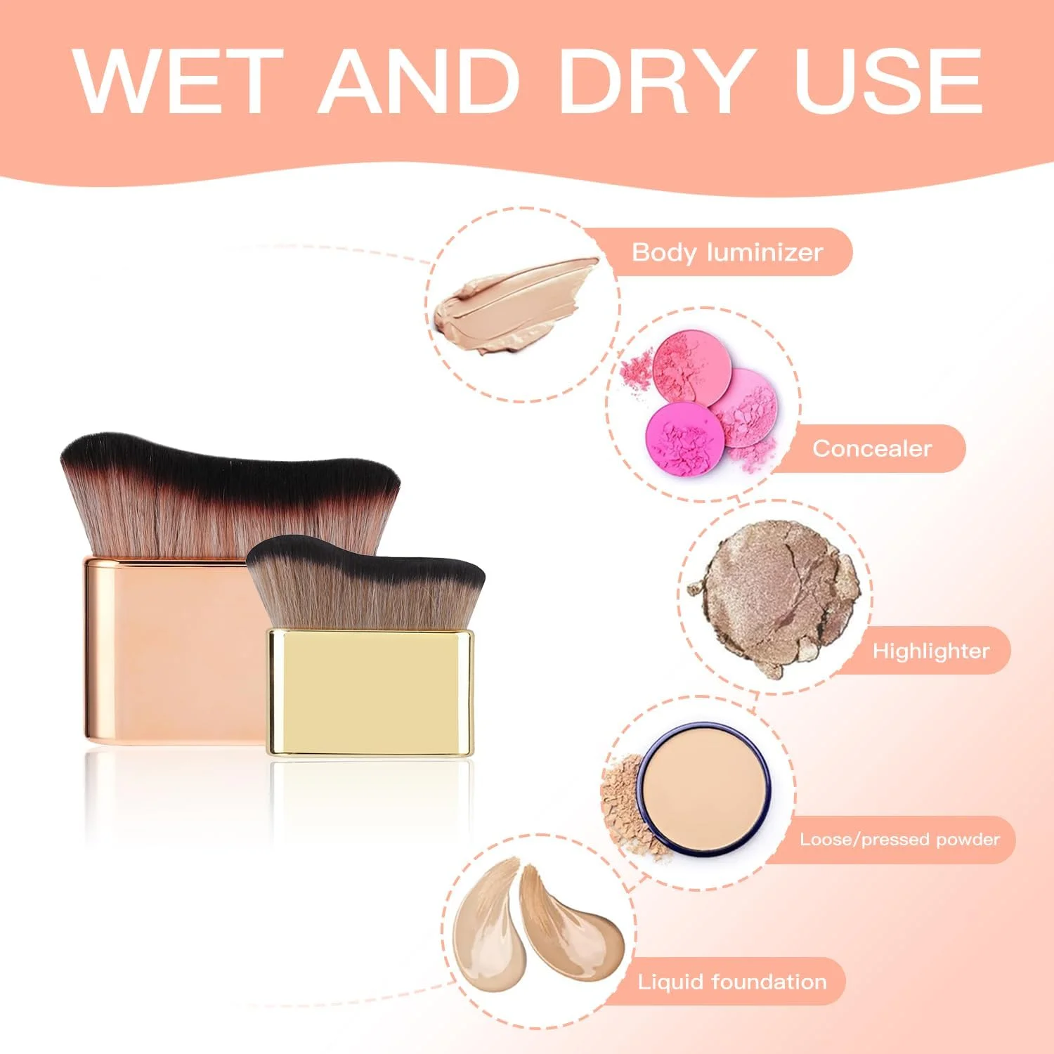 براش برنزه کننده - براش آرایشی کابوکی برای کرم پودر، لوسیون و کرم - براش اپلیکاتور برنزه کننده برای پوشش صاف و یکنواخت روی پاها، بازوها و صورت (2 عدد)