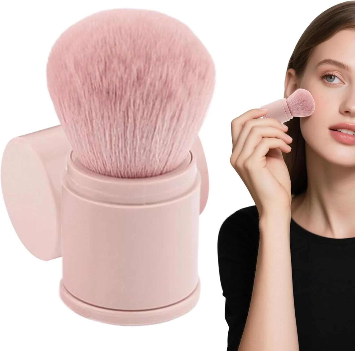 براش پودر فیکس، براش رژگونه تاشو مناسب مسافرت، براش آرایشی چند منظوره و نرم برای زیرسازی صورت بانوان