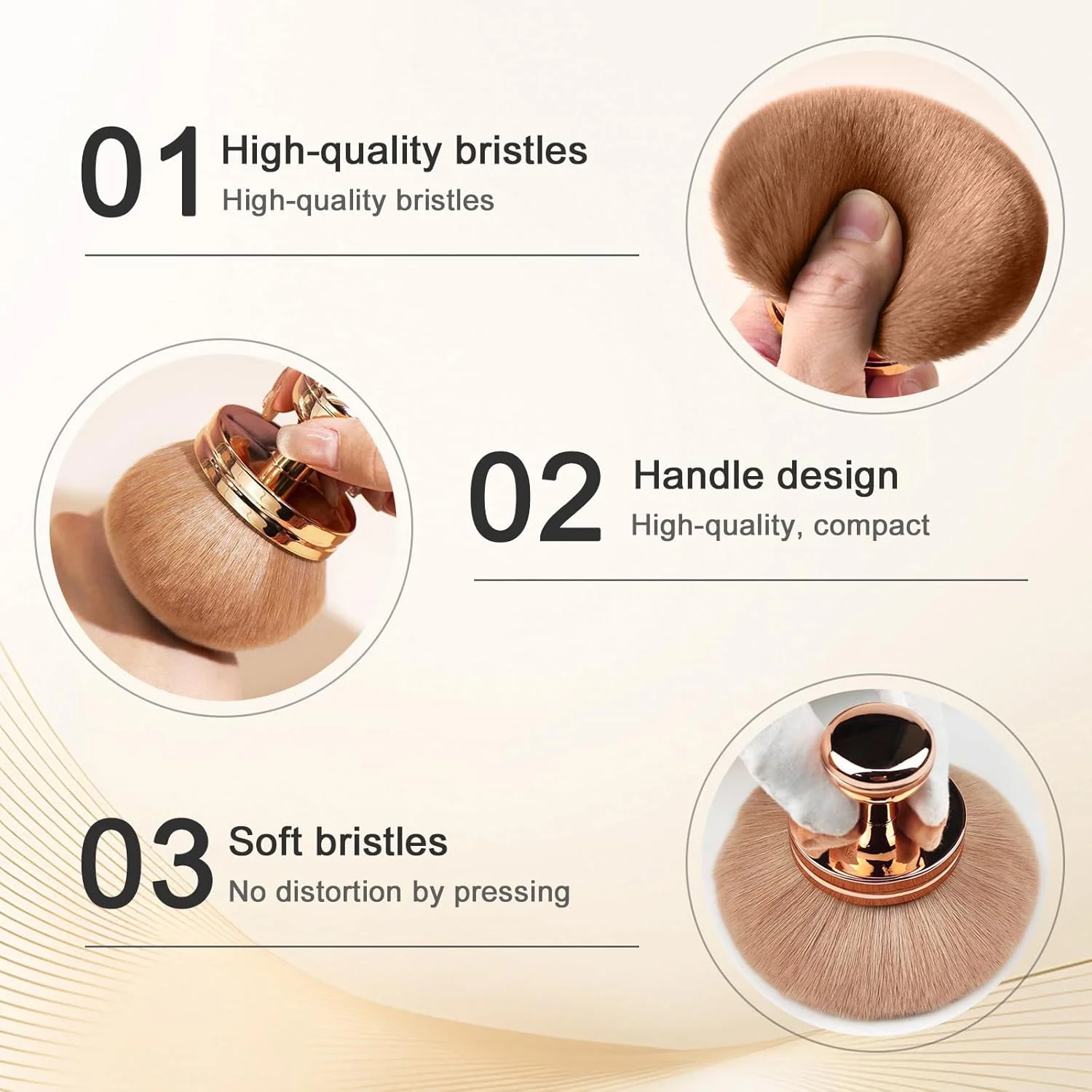 براش برنزه کننده، براش آرایشی بزرگ بدنه، براش کرم پودر پهن 7.4 سانتی متری، اپلیکاتور برنزه کننده پشت، براش آرایشی برای رژگونه، پودر، ضد آفتاب، برنزه کننده (طلایی)
