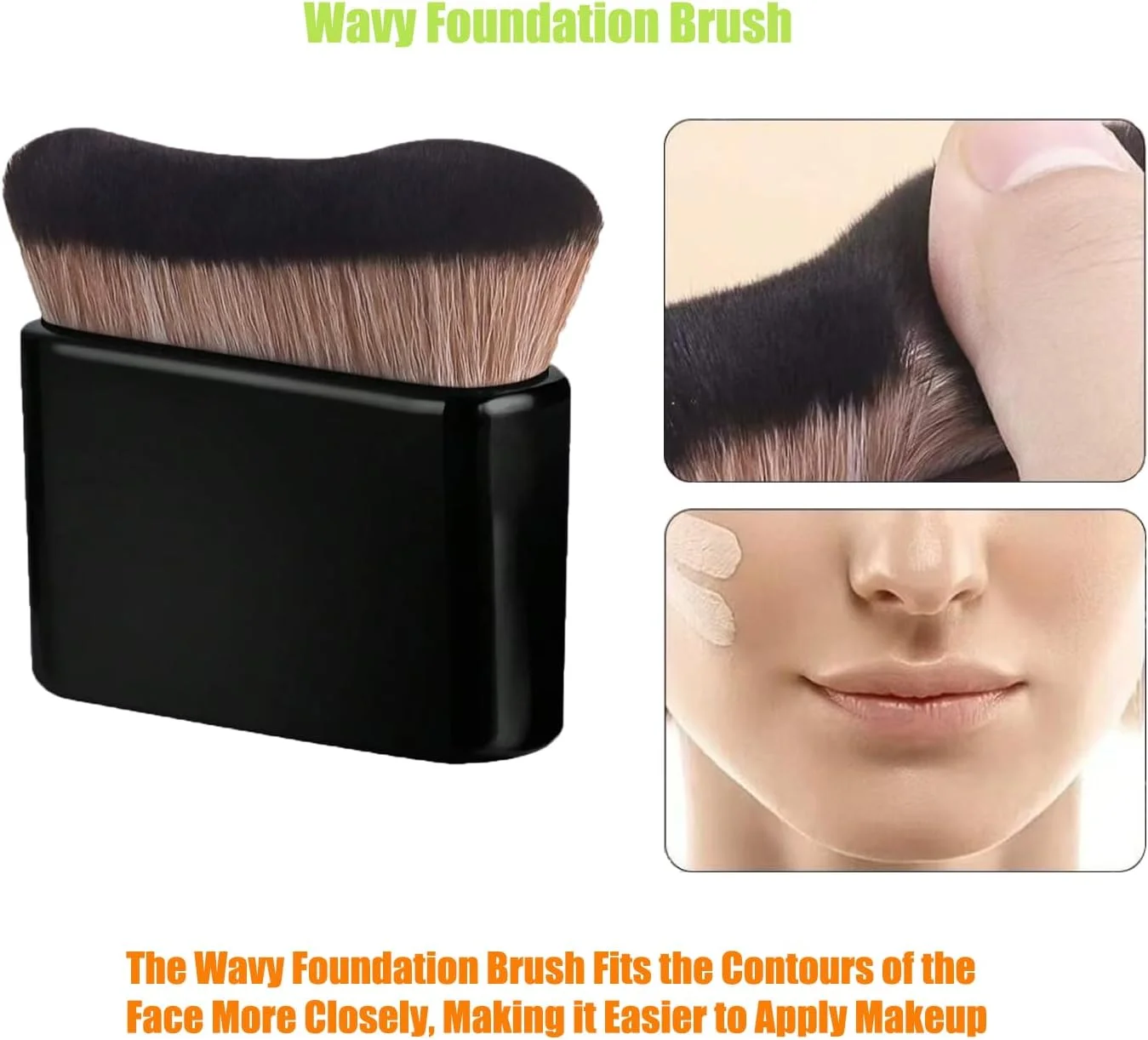 برس برنزه کننده خودکار برای صورت و بدن - برس ترکیب کننده برنزه کننده اسپری، اپلیکاتور برنزر، ابزار آرایش پا با طراحی فونداسیون (1 عدد مشکی)