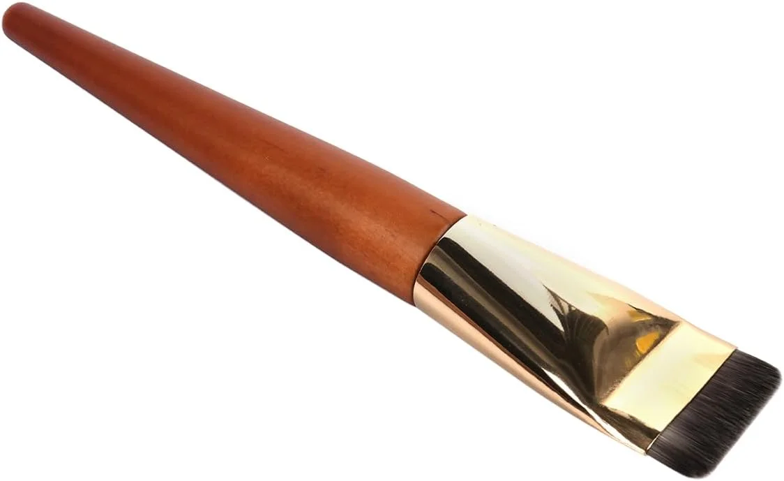 ست دو عددی برس آرایشی کرم پودر سارینی، دسته چوبی فوق العاده نازک، برس تخت کرم پودر برای آرایش مایع و پودری