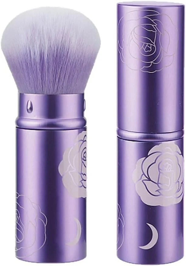براش پودر جمع شونده، براش آرایشی کرم پودر، براش پودر جمع شونده برای استفاده از پودر کرم پودر و لوازم آرایشی معدنی طرح بنفش