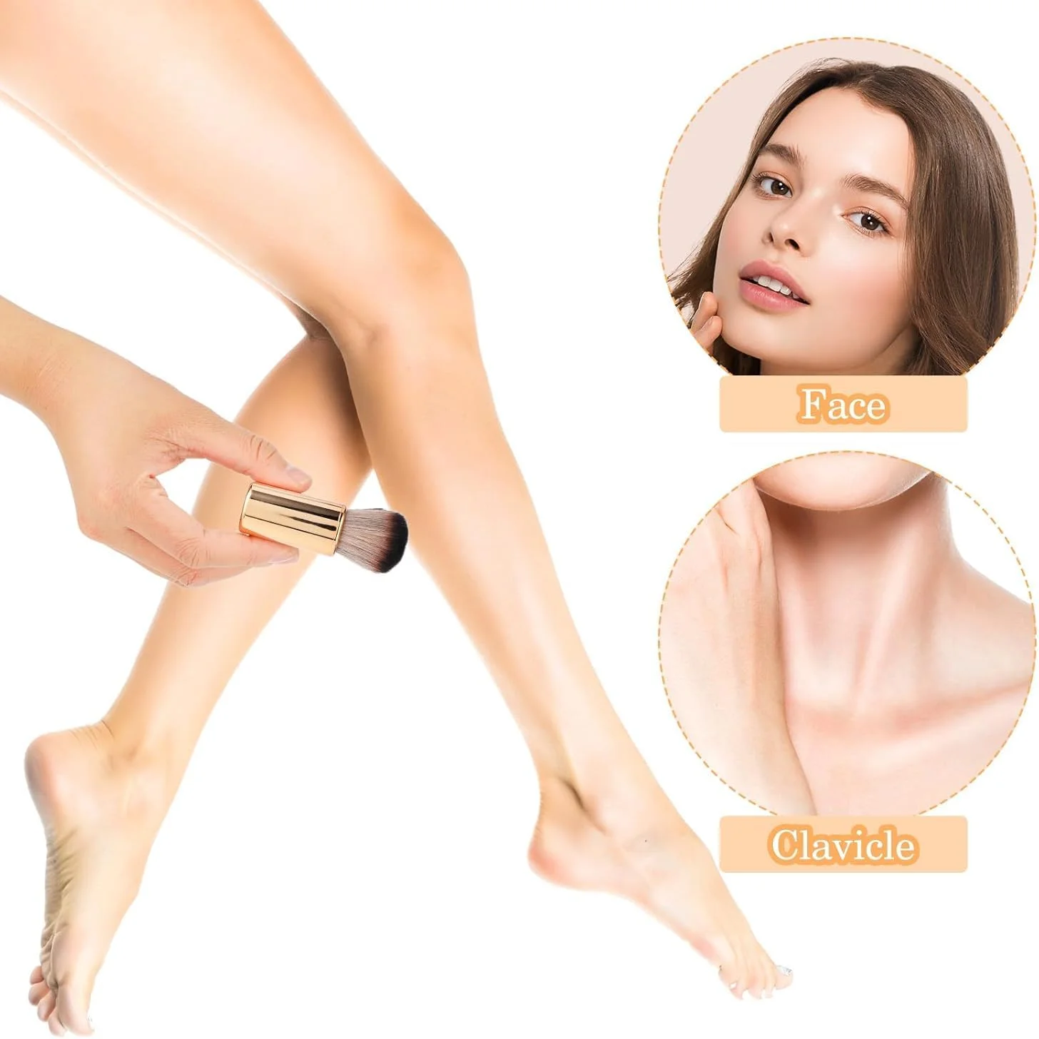 براش کرم پودر رزگلد وگان - براش آرایشی بدون رگه برای کرم پودر مایع، برنزه کننده، ضد آفتاب و لوسیون بدن، موهای نرم برای صورت و بدن، براش چند منظوره قابل حمل