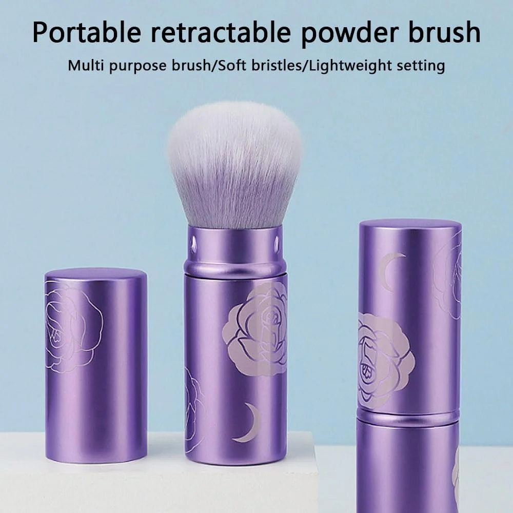 براش پودر جمع شونده، براش آرایشی کرم پودر، براش پودر جمع شونده برای استفاده از پودر کرم پودر و لوازم آرایشی معدنی طرح بنفش