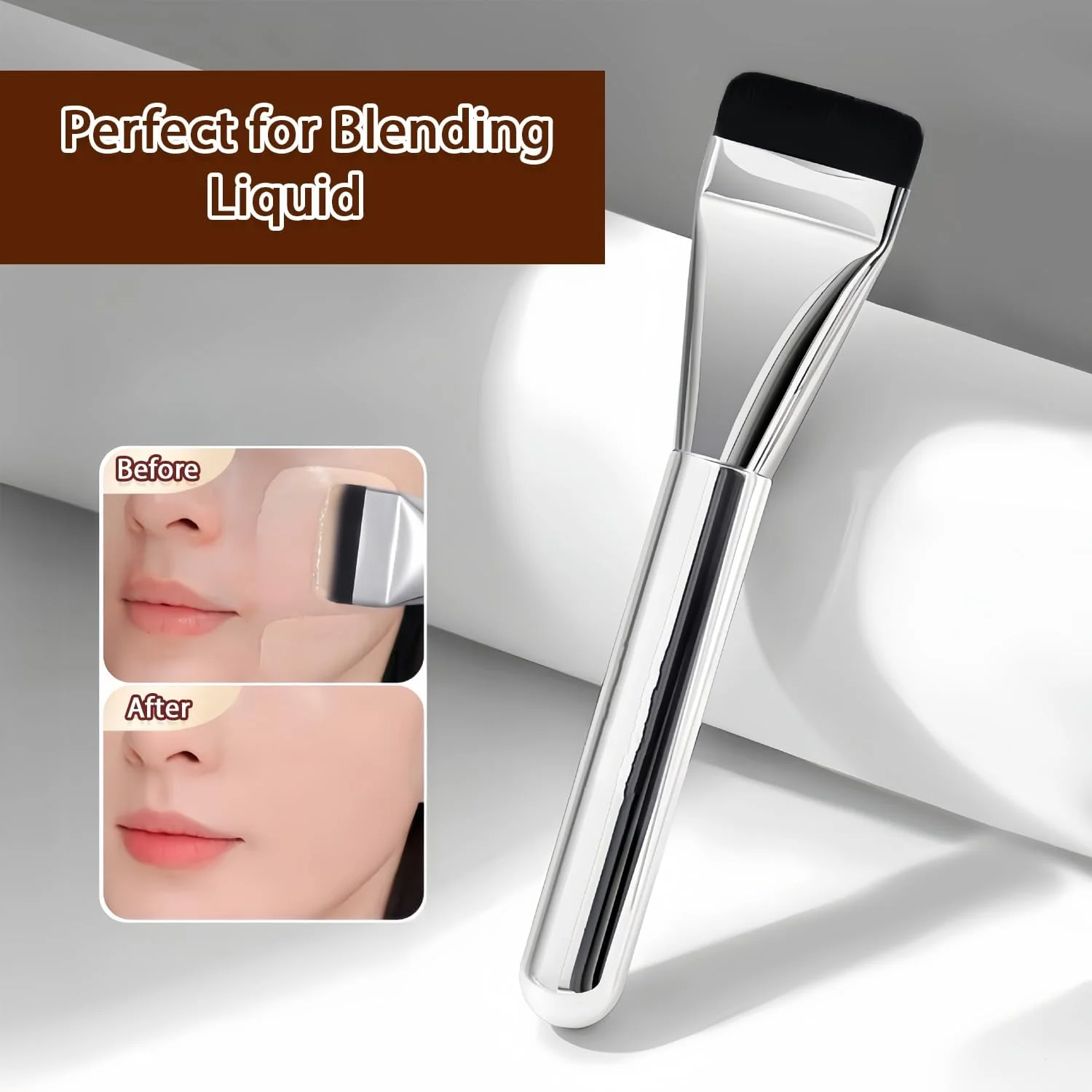 قلم موی کرم پودر selcouth yyds برای آرایش مایع، قلم موی آرایشی فوق العاده تخت و نازک بدون ردی