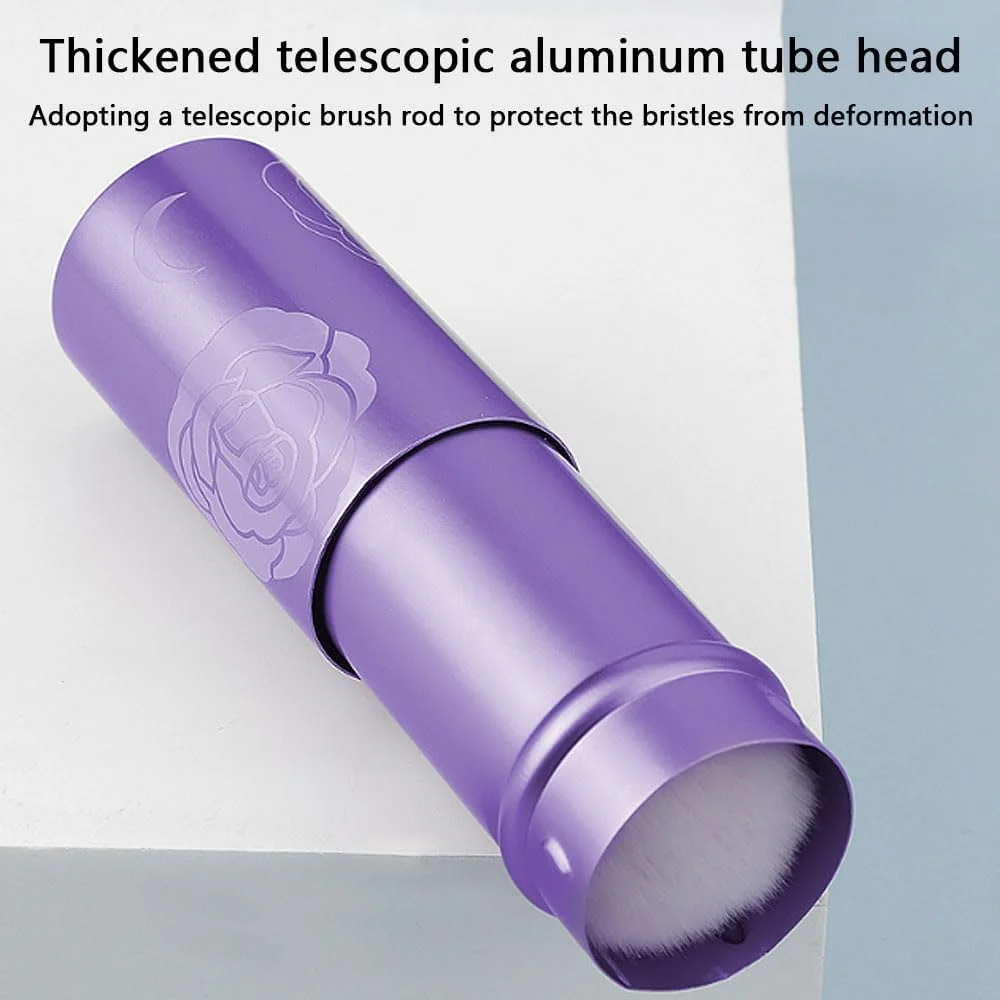 براش پودر جمع شونده، براش آرایشی کرم پودر، براش پودر جمع شونده برای استفاده از پودر کرم پودر و لوازم آرایشی معدنی طرح بنفش