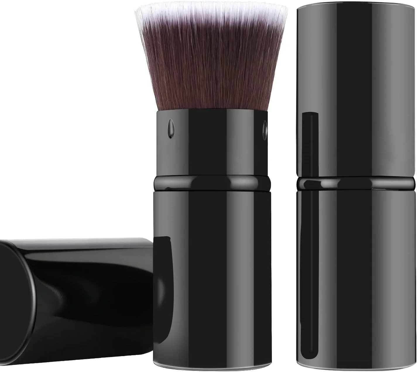 براش آرایشی جمع شونده، براش کرم پودر کابوکی مسافرتی، براش قابل حمل صورت برای کرم پودر مایع و ضد آفتاب با پوشش برای ترکیب مایع، برنزر، کرم یا لوازم آرایشی پودری بی عیب و نقص