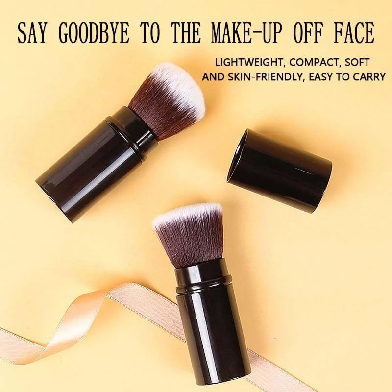 براش آرایشی جمع شونده، براش کرم پودر کابوکی مسافرتی، براش قابل حمل صورت برای کرم پودر مایع و ضد آفتاب با پوشش برای ترکیب مایع، برنزر، کرم یا لوازم آرایشی پودری بی عیب و نقص